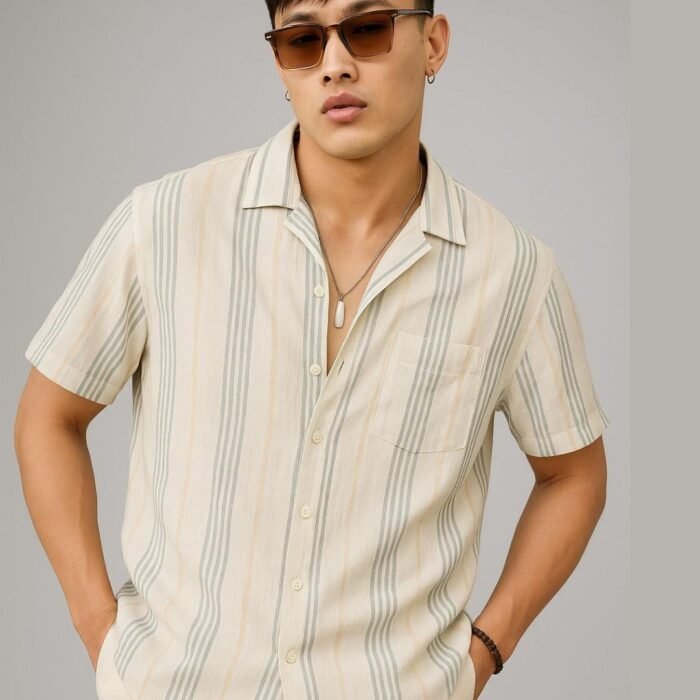 Beige half sleeve shirt